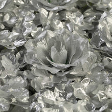 11 Sq ft. | 4 Panels 3D Silk Rose & Hydrangea Flower Wall Mat Backdrop | Metallic Silver#whtbkgd