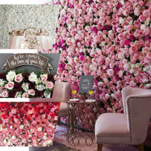 3 Sq ft. | Easy-Install Silk Rose Flower Mat, Wall Panel Backdrop - Blush/Rose Gold