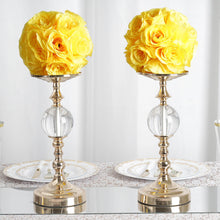 2 Pack | 7inch Yellow Artificial Silk Rose Flower Ball, Silk Kissing Ball