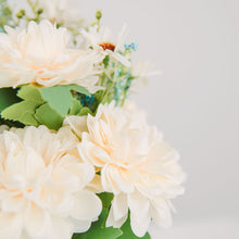 2 Bushes | Ivory/Blue Artificial Silk Dahlia Flower Bouquet Spray