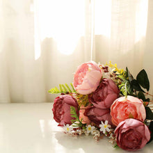 2 Bushes | Blush/Dusty Rose Artificial Silk Peony Flower Bouquet Spray