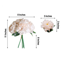 5 Flower Head Bouquet | Blush/Rose Gold Artificial Silk Peonies Spray Bush