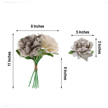 5 Flower Head Bouquet | Beige/Dusty Rose Artificial Silk Peonies Spray Bush