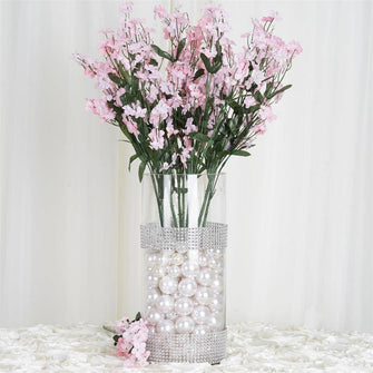 12 Stems | Pink Artificial Silk Babys Breath Flower Bushes Spray