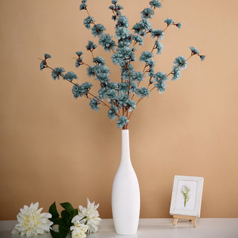 2 Branches | 42inch Tall Dusty Blue Artificial Silk Carnation Flower Stems