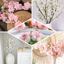 4 Bushes | 40inch Tall Blush/Rose Gold Artificial Silk Cherry Blossom Flowers