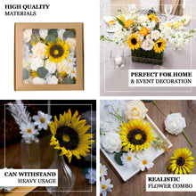 40 Pcs | Artificial Rose, Silk Sunflower & Stems Mix Flower Box - Cream/White
