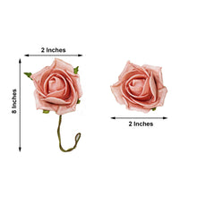 24 Roses | 2inch Dusty Rose Artificial Foam Flowers With Flexible Stem & Leaves