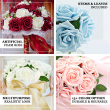 24 Roses | 2inch Dusty Rose Artificial Foam Flowers With Flexible Stem & Leaves