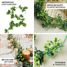 5ft | Green Artificial Eucalyptus Leaf, White Cotton Ball Garland Vine