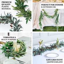 3.5ft | Frosted Green Artificial Olive Branch Garland Vine Faux Olives