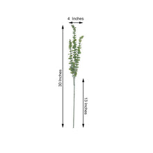 3 Bushes | 30inch Frosted Green Artificial Eucalyptus Branches Faux Plant