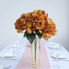 5 Bushes | Gold Artificial Silk Hydrangea Flowers, Faux Bouquets