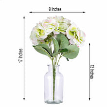 5 Bushes | Lime/Pink Artificial Silk Hydrangea Flowers, Faux Bouquets