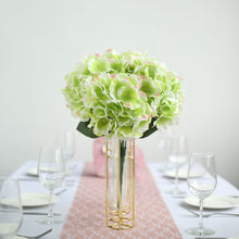 5 Bushes | Lime/Pink Artificial Silk Hydrangea Flowers, Faux Bouquets