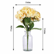 5 Bushes | Yellow Artificial Silk Hydrangea Flowers, Faux Bouquets