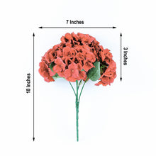 5 Bushes | Burgundy Artificial Silk Hydrangea Flowers, Faux Bouquets