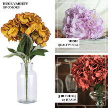 5 Bushes | Red Artificial Silk Hydrangea Flowers, Faux Bouquets