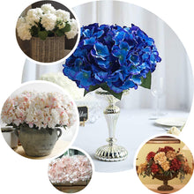 5 Bushes | Royal Blue Artificial Silk Hydrangea Flowers, Faux Bouquet