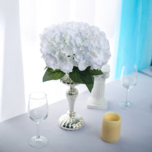 5 Bushes | White Artificial Silk Hydrangea Flowers, Faux Bouquets