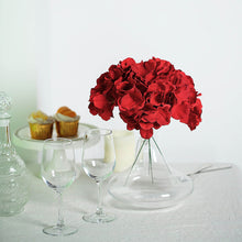 10 Flower Head & Stems | Red Artificial Satin Hydrangeas, DIY Arrangement