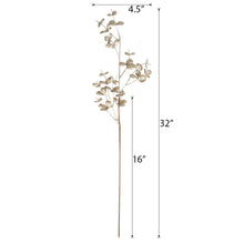 2 Stems | 32inch Champagne Artificial Eucalyptus Leaf Branch Vase Filler