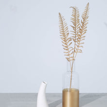 2 Stems | 27inch Metallic Gold Artificial Fern Leaf Branch Vase Filler