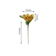 24 Bushes | 13inch Stems Gold Artificial Full Bloom Rose Flower Bouquets
