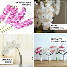 2 Stems | 40inch Tall White Artificial Silk Orchid Flower Bouquets