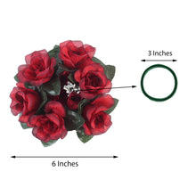 4 Pack | 3inches Black/Red Artificial Silk Rose Flower Candle Ring Wreaths