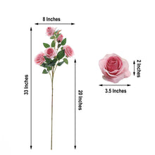 2 Bouquets | 33inches Tall Pink Artificial Silk Rose Flower Bush Stems