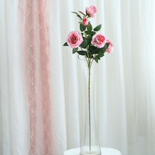 2 Bouquets | 33inches Tall Pink Artificial Silk Rose Flower Bush Stems