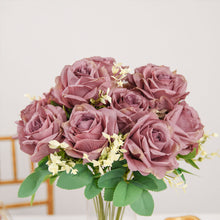 2 Bushes | 18inch Dusty Rose Artificial Silk Rose Flower Bouquet Stems