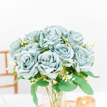 2 Bushes | 18inch Dusty Blue Artificial Silk Rose Flower Bouquet Stems