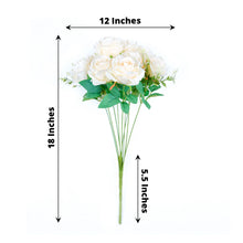 2 Bushes | 18inch Cream Artificial Silk Rose Flower Bouquet Stems