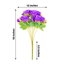 2 Bushes | 18inch Purple Artificial Silk Rose Flower Bouquet Stems