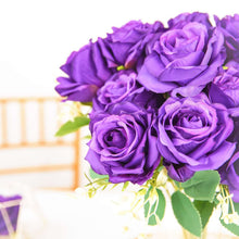 2 Bushes | 18inch Purple Artificial Silk Rose Flower Bouquet Stems