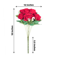 2 Bushes | 18inch Red Artificial Silk Rose Flower Bouquet Stems