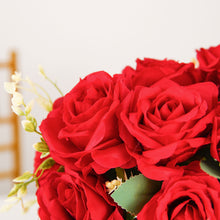 2 Bushes | 18inch Red Artificial Silk Rose Flower Bouquet Stems