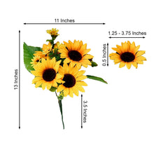 2 Bouquets | 13inch Yellow Artificial Silk Sunflower Flower Bushes