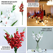 3 Stems | 36inch Tall White Artificial Silk Gladiolus Flower Spray Bush