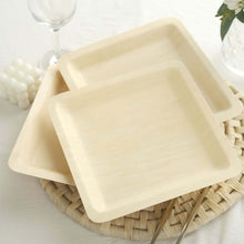 25 Pack | 9inch Eco Friendly Poplar Wood Square Dinner Plates, Disposable Picnic Plates