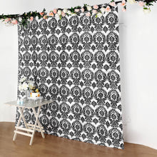 8ftx8ft Black/White Rod Ready Taffeta Damask Flocking Backdrop Curtain