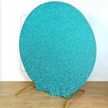 7.5ft Turquoise Shimmer Fitted Round Wedding Arch Cover Metallic Glittered Spandex Round Backdrop