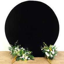 7.5ft Black Soft Velvet Round Backdrop Stand Cover, Fitted Wedding Arch Cover - 2-Sided