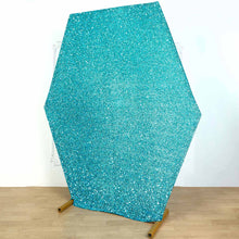 8ft Shimmer Fitted Hexagon Wedding Backdrop Cover Metallic Glittered Spandex Hexagon Backdrop