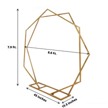 8ft Dual Geometric Shaped Gold Metal Hexagon & Heptagon Backdrop Stand
