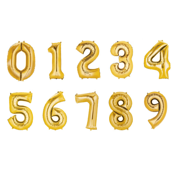 gold mylar number balloons