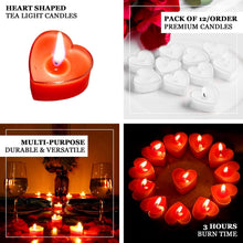 12 Pack | Mini White Heart Shaped Tealight Candles, Valentines Decor