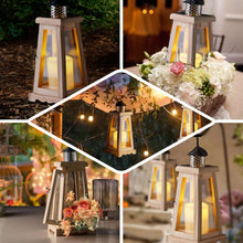 14inch Rustic Wood & Glass Patio Candle Lantern Centerpiece, Outdoor - Metal Top European Style